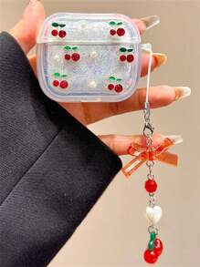 Y2K 可爱环氧银箔 3D 樱桃耳机盒兼容 AirPods 1 2 3 Pro 2 带可爱吊坠保护壳柔软兼容 AirPods 4 - 紅櫻桃 - 查看 8