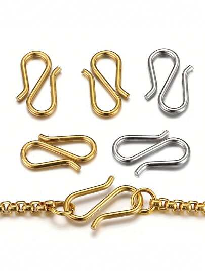100pcs/50pcs/20pcs Stainless Steel Golden Color S Shape Clasps Necklace Hooks Connectors For DIY Jewelry Making Supplies Bracelets Accessories Small Business Supplies
