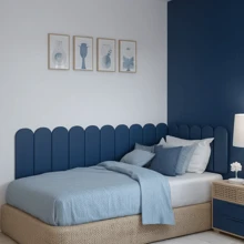 Kit Of 15 Cloud Headboards Upholstered Box Bed Modular Board 45x20 In L - Navy Blue - View 1
