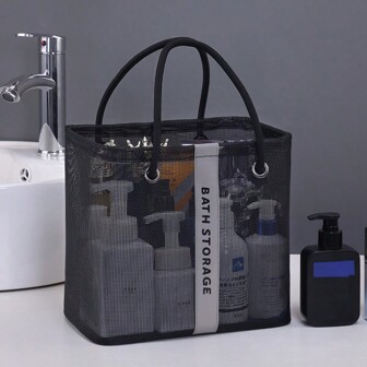 Large Mesh Bath Bag, Handheld Toiletry Storage Basket, High Capacity Organizer Tote For Men