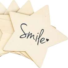 50PCS Unfinished Blank Wood Pieces, 4 Inch Natural Wooden Cutouts Ornaments For DIY Crafts Projects And Christmas Party Wedding Decoration(Star Shape)