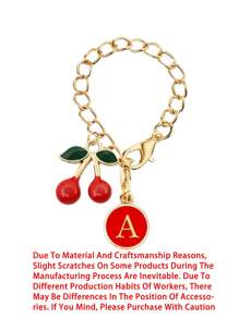 新款樱桃字母吊坠配饰，首字母A-Z，杯子名称铭牌草帽首字母手柄个性吊坠30&40盎司鼓形水杯手柄识别字母吊坠链，时尚樱桃吊坠，时尚包包吊坠，可自由搭配，情人节礼物送给朋友、亲戚、母亲 - 彩色 - 查看 4