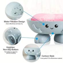 1pc Creative Cute Soap Dish, Plastic Drain Soap Dish, Cartoon Soap Holder, Bathroom Soap Holder, Multifunctional Soap Storage Rack, Bathroom Accessories Home Bathroom Decor