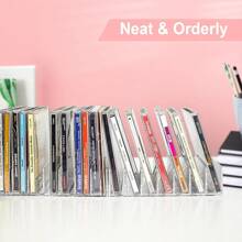 2pcs Acrylic CD Storage Holder Rack, Can Hold Up To 14 Standard CD Cases, For Media Shelf Storage And Organization Gifts Birthday Graduation