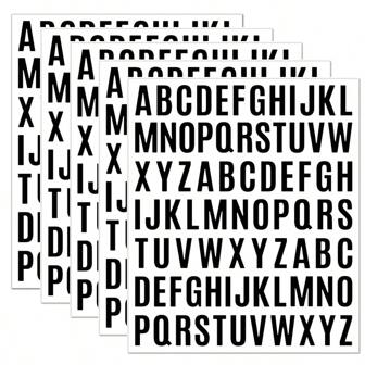 5 Sheets Small Letter Stickers - 0.5inch 1inch 2 Inch Vinyl Self Adhesive Alphabet Stickers Stick On Letters For Arts Crafts Outdoor Sign Wall Mailbox Windows Doors Car Poster Board