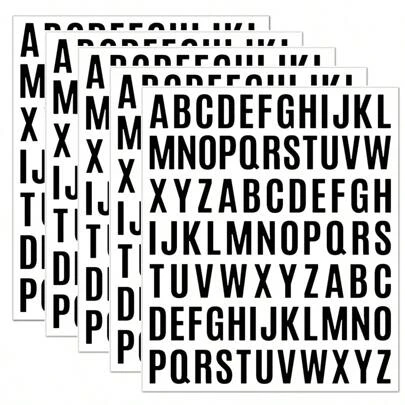 5 Sheets Small Letter Stickers - 0.5inch 1inch 2 Inch Vinyl Self Adhesive Alphabet Stickers Stick On Letters For Arts Crafts Outdoor Sign Wall Mailbox Windows Doors Car Poster Board