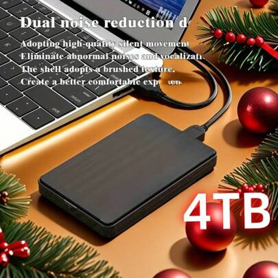 4TB High Speed Portable Portable Hard Drive, High Capacity High Speed Mobile Hard Drive, Portable 4TB, Minimalist Design, Reliable Storage, For Gamers, Students, Professionals, Compatible Model, (USB 3.0)