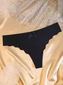 1 quần lót ren liền mạch cạp thấp màu đen cho nữ - màu đen - Xem 3