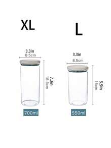 1 pieza Frasco de almacenamiento hermético transparente de PET, Recipiente de alimentos sellado estilo japonés con tapa, Tarro de cocina de plástico para especias, hojas de té y talla grande