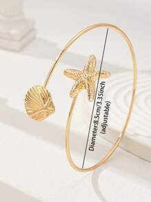 1 pieza Brazalete de joyería para el brazo con concha y estrella de mar para mujer, accesorio de verano