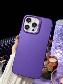 Dual-Layer IMD Simple Solid Color Silicone Phone Case - Compatible With IPhone 16 Pro Max/15/14/13/12/11, Full-Coverage Shock-Proof Protective Cover,International Version, Not The Domestic Version - Purple - View 6