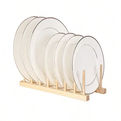 Zazumi 1 件装竹制盘子架，厨房收纳架，用于存放盘子、碗、杯子、锅盖和切菜板，多功能竹制干燥架、架子，家庭厨房必需品