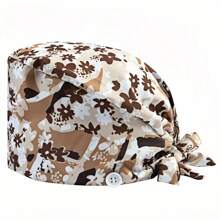 1 pieza Gorra de trabajo para mujer de poliéster con estampado geométrico, apta para médicos, enfermeras o trabajos de limpieza, práctica, antibacteriana y antipolvo, adecuada para primavera, verano, otoño e invierno