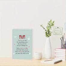 1 张真挚的母亲节贺卡，“你是我的整个世界”纸卡，带红色信封，感谢妈妈、奶奶或女儿，送给家庭的贴心礼物，温暖而感性的设计，俏皮的字体和红色爱心，非常适合在母亲节表达爱与感激