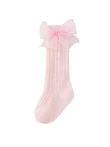 1 Pair Infant/Toddler Spring/Summer Knee High Socks, Bow & Mesh Leg Warmers, Autumn Mosquito-Repellent Socks