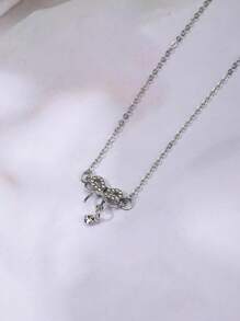 Stylish Rhinestone Bowknot Pendant Necklace, Delicate Clavicle Chain, Minimalist Design, Versatile Jewelry Gift For Her, Valentine's Day Present,Mom,Mother,Mother's Day,Gift