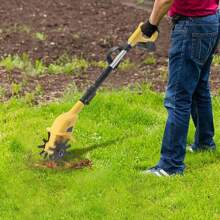 Rainaut Electric Rototiller Garden Cordless Tiller Soil Cultivator Tilling Rechargeable The Best Gift/Present For Family&Friends Happy Christmas - Yellow - View 3