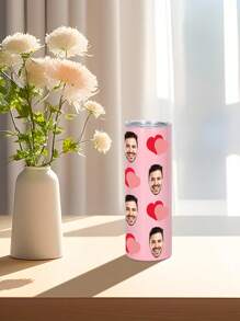 1 pieza Botella de agua personalizada de 600ml/20oz, taza personalizada con foto, taza de café de carro, taza recta portátil. Taza personalizada resistente al calor. Regalo para familia, amigos, parejas. San Valentín, Año Nuevo, Vacaciones, Regalos de Boda.