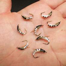 5/10Pcs Fly Fishing Flies Lure Bass Salmon Trout White Moth Nymph Flies Wet Fly Fishing Artificial Feather Bait Fishing Flies 3 Sizes