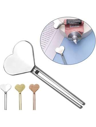 1pc Stainless Steel Hand Cream And Mini Toothpaste Squeezer - Easy Dispenser For Tubes - Hand Cream Roller - Bathroom Accessory Back To School
