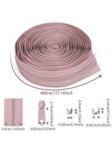 1 套（177.17 英寸拉链 + 10 个拉链头 + 20 个上止挡 + 10 个下止挡），配套颜色塑料拉链头，20 种颜色可选，3 号尼龙拉链，适用于服装、箱包、家纺、塑料材质！ - 3#純色尼龍 - 查看 4