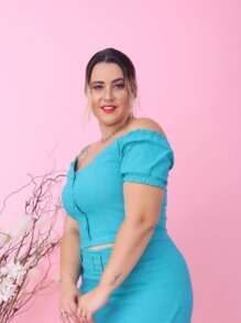 PLUS SIZE BEGALINE CROPPED BLOUSE PLUS SIZE 46 To 52 - Azul Tifany - View 3