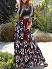 Multi Chevron Stripe Yellow, Navy And Mint Short Sleeve Maxi Long Dress With Pocket | S-3X - Đỏ tía A - Xem 4