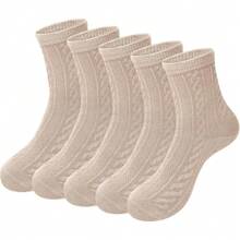 Kryzvox Women Thermal Socks 5 Pack, Soft Wool Sock Above Ankle For Ladies Bootie Trouser Size 4-7, Gift - Gold - View 2