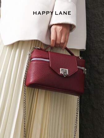 HAPPY LANE 1 件经典简约 PU 皮革鸵鸟印花单肩包，带可拆卸链条的手提包，时尚且易于携带，适合日常通勤、购物、郊游，适合年轻女性、大学生、初学者和办公室女士