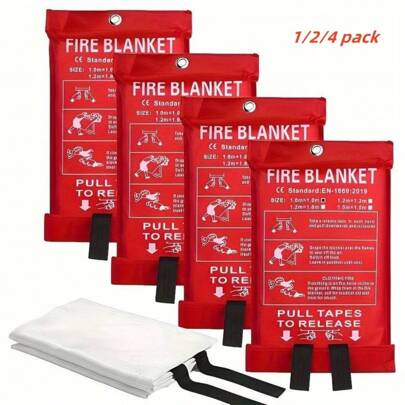 4packs 40*40 Inch Fiberglass Emergency Fire Blanket, Fire Blanket For Home, High Heat Resistance, Flame Retardant, Suitable For Home, Kitchen, Camping