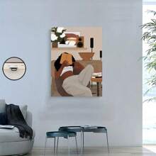 1 Pc Retro Geometric Posters For Valentine's Day Easter Home Room Decor Wooden Framed Canvas Painting -  Thickness 2.25cm/0.9inch,Home Gift Decoration, Room Decoration Aesthetic, Wall Decoration Art, Perfect Gift, Autumn And Winter Wall Decoration, Living Room Decoration, Bedroom Decoration, Kitchen Decoration, Entry Decoration, Bathroom Decoration, Direct Wall Painting, High Quality Wall Painting Poster