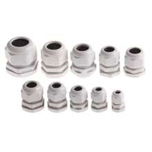 10Pcs Waterproof Cable Gland Cable Entry IP68 PG7 For 3-6.5mm PG9 PG11 PG13.5 PG16 PG19/21 White Black Nylon Plastic Connector