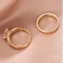 2pcs Wedding Engagement Rings, Elegant Copper & Zirconia Stone Couples Ring Set, Fashion Jewelry Gift For Anniversary, Valentine's Day,Mom,Mother,Mother's Day,Gift