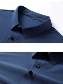 Camisa tipo polo sólida para hombres - Gris Oscuro - Ver 3