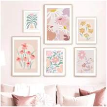 1 st Botanische Pastel Blad Lente Bloem Schattige Madelief Muurkunst Canvas Schilderij Posters En Prints Muurfoto's Voor Woonkamer Boho Woondecoratie Geen Lijst
