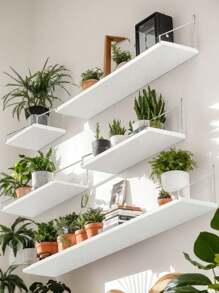 1 件壁架，无需钻孔壁挂式浮动搁板，装饰性储物架，适用于厨房、卧室、书架 - 白色 - 查看 1