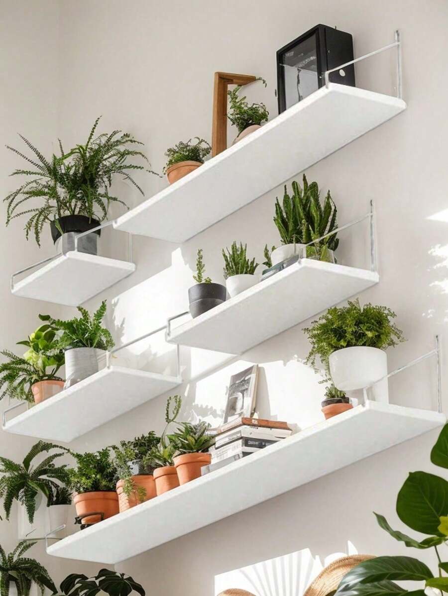 1 件壁架，无需钻孔壁挂式浮动搁板，装饰性储物架，适用于厨房、卧室、书架 - 白色 - 查看 1