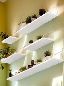 1 件壁架，无需钻孔壁挂式浮动搁板，装饰性储物架，适用于厨房、卧室、书架 - 白色 - 查看 4