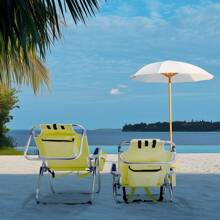 1pc Folding Beach Chair, Outdoor Chair, Back Bag And Side Cup Holder, (24.8 X 27.56 X 38.98) In  Heightened Oxford Cloth Silver White Aluminum Tube Bearing 100kg Beach Chair Yellow