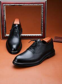 New Men's Formal Dress Shoes - Low-Top Lace-Up Solid Color Mixed Pattern Soft-Sole Breathable Anti-Slip Casual Shoes, Suitable For Business, Weddings, Parties, Graduations, Vacations, Versatile