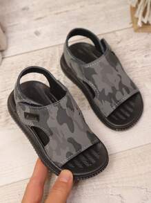儿童拖鞋，男童和女童幼儿柔软室内户外沙滩凉鞋，适合夏季 - 灰色 - 查看 1