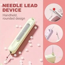 Multi-Function Ergonomic Needle Threading Device - Rounded Handle Hand Sewing Tool For Easy Threading & Unpicking - Available In White/Purple/Green - Multicolor - View 3