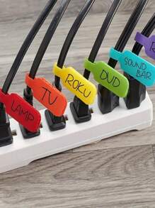 20pcs Reusable Vibrant Colorful Cable Ties - Easy To Manage And Identify Wire Solution With Self-Adhesive Labels For Electronics And Computers, No Batteries Required, Adjustable, Ideal For Home And Office Organization