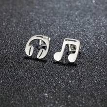 2 件不锈钢 18K 镀金音符耳环，简约不对称设计风格，适合女性和女孩 - 理想的派对配饰和礼物，新奇耳环