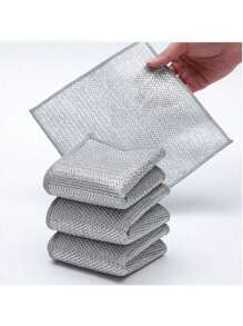 2pcs/6pcs/10pcs/20pcs Steel Wire Dish Scrubber, Kitchen Stove Pot Pan Cleaning Net Sponge Cloth, Non-Stick Oil Mesh Cleaning Cloth, Kitchen Stove Cooker Hood Pot Pan Sink Cleaner Cloth, Stain Remover Cleaning Supplies