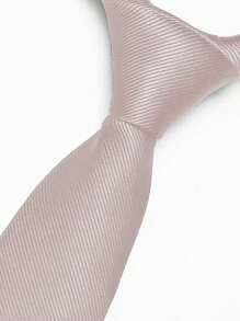 Premium Solid Plain Striped Slim Twill Tie - Baby Pink - View 1
