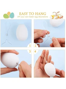 Verpakking van 25 witte plastic paaseieren met hangers, decoratieve eieren zonder veren om te beschilderen en te labelen, zelfgemaakte paasdecoraties, niet-elektrische knutselspullen voor de feestdagen