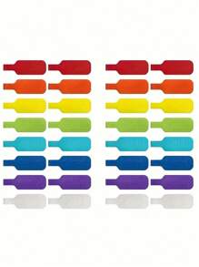20pcs Reusable Vibrant Colorful Cable Ties - Easy To Manage And Identify Wire Solution With Self-Adhesive Labels For Electronics And Computers, No Batteries Required, Adjustable, Ideal For Home And Office Organization