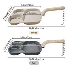 三层不粘铝制平底煎锅，多功能早餐煎锅，适合烹饪鸡蛋、牛排、烤面包、燃气灶