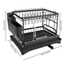 2-Tier Dish Drainer Dish Storage Rack - 黑色 - 查看 2